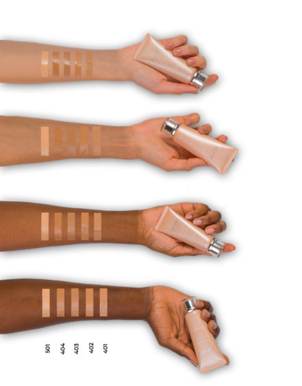 Note Cosmetics Mineral foundation shades arm swatches