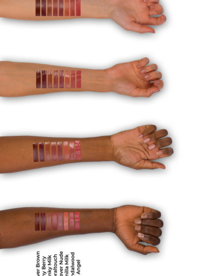 Note Cosmetic Mattemoist lipgloss shades 9-16 arm swatches