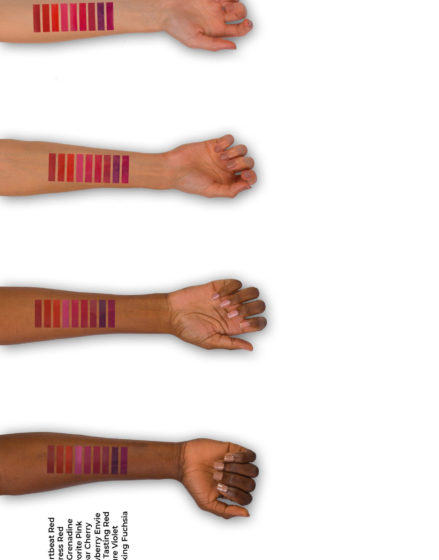 Note Cosmetics Mattever lipstick shades 10-18 on forearms