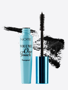 NOTE COSMETICS Volume One Touch Waterproof Mascara with brush and black colour swatch